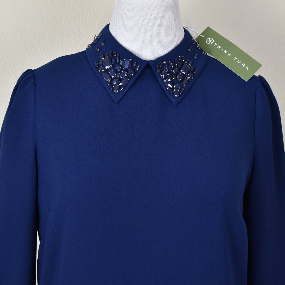 Trina Turk Gaudin Dress Navy NEW - 10 - Picture 2 of 11